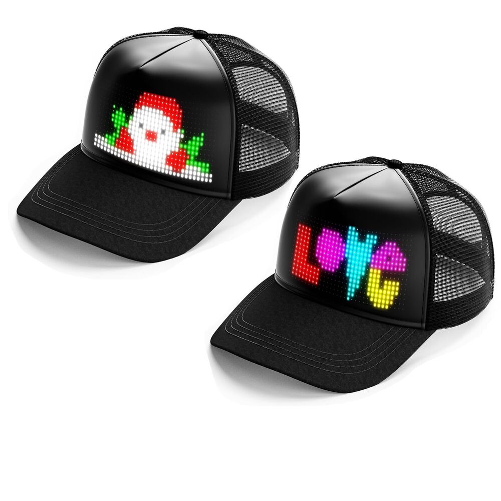 3981 2PCS LED Eyes Hats, [Two Screens Synchronized], Bright LED Display